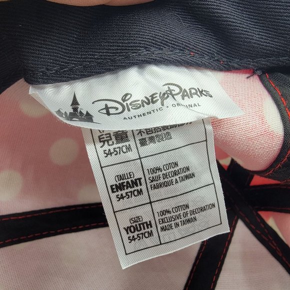Disney Parks Minnie Mouse Youth Hat Black Red White Polka Dot Disneyland - Picture 9 of 10